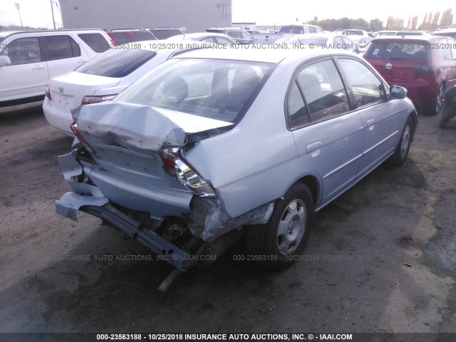 JHMES95675S005692 - 2005 HONDA CIVIC HYBRID Light Blue photo 4