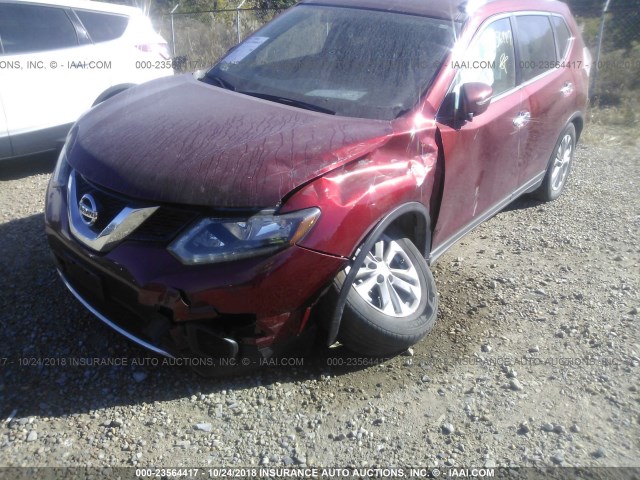 KNMAT2MV9FP570673 - 2015 NISSAN ROGUE S/SL/SV RED photo 6