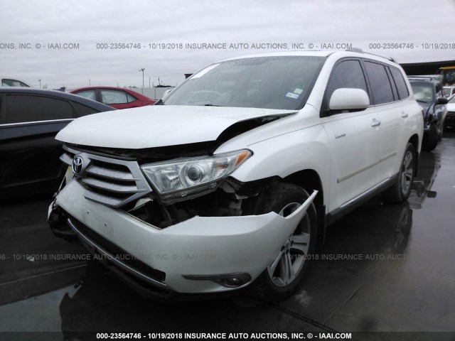 5TDDK3EH9CS093615 - 2012 TOYOTA HIGHLANDER LIMITED WHITE photo 2