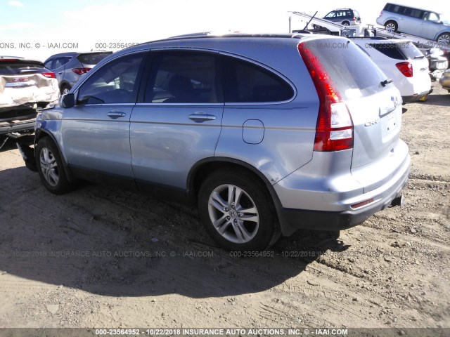 5J6RE3H70AL013076 - 2010 HONDA CR-V EXL Light Blue photo 3