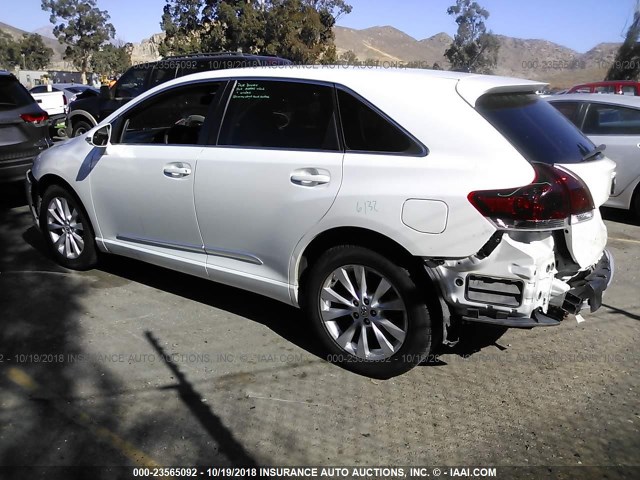 4T3ZA3BB9DU065788 - 2013 TOYOTA VENZA LE/XLE WHITE photo 3