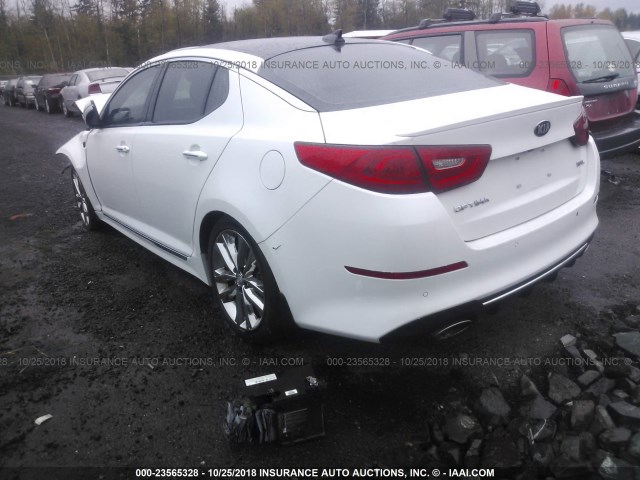 5XXGR4A68FG503930 - 2015 KIA OPTIMA SX WHITE photo 3