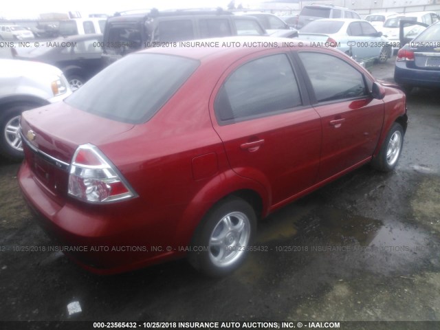 KL1TD56E89B401497 - 2009 CHEVROLET AVEO LS/LT Կարմիր լուսանկար 4