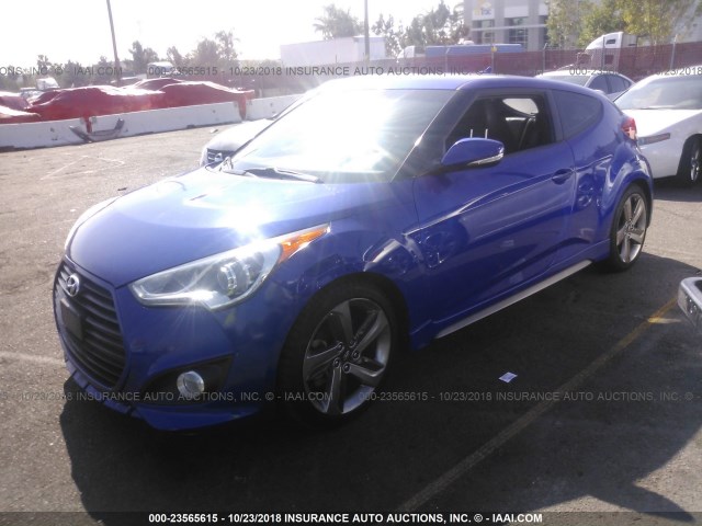 KMHTC6AE5DU158894 - 2013 HYUNDAI VELOSTER TURBO BLUE photo 2