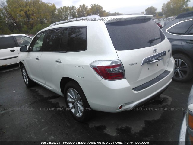 JTEEW44A882005490 - 2008 TOYOTA HIGHLANDER HYBRID LIMITED WHITE photo 3