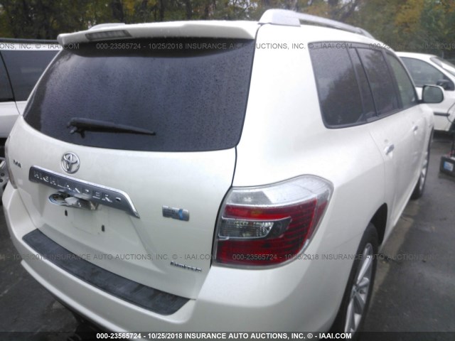 JTEEW44A882005490 - 2008 TOYOTA HIGHLANDER HYBRID LIMITED WHITE photo 4