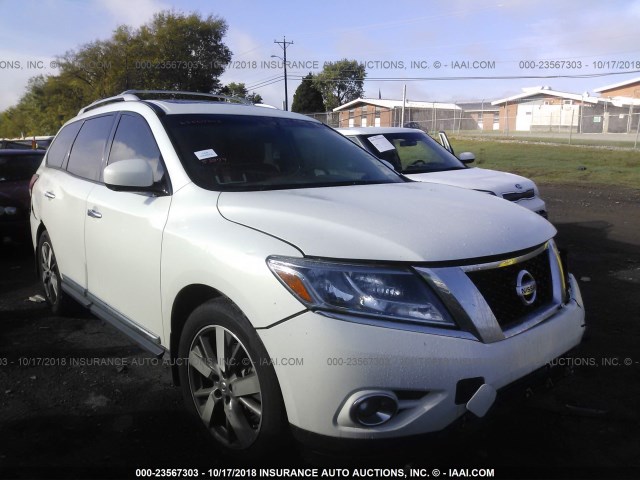 5N1AR2MM2EC733817 - 2014 NISSAN PATHFINDER S/SV/SL/PLATINUM WHITE photo 1