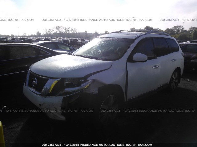 5N1AR2MM2EC733817 - 2014 NISSAN PATHFINDER S/SV/SL/PLATINUM WHITE photo 2