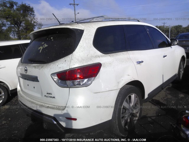 5N1AR2MM2EC733817 - 2014 NISSAN PATHFINDER S/SV/SL/PLATINUM WHITE photo 4