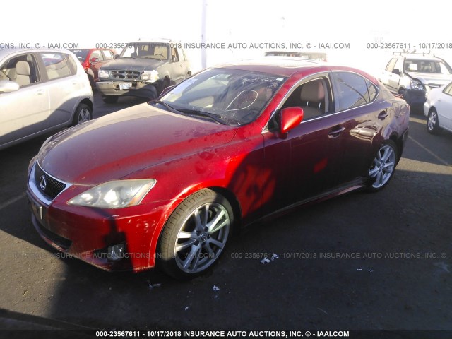 JTHBE262175014855 - 2007 LEXUS IS 350 RED photo 2