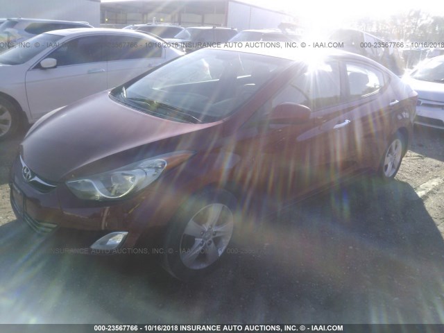 KMHDH4AE5CU424438 - 2012 HYUNDAI ELANTRA GLS/LIMITED RED photo 2