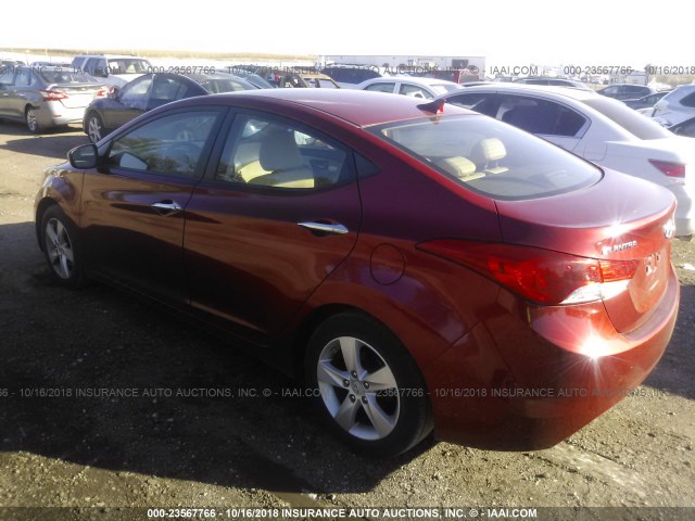 KMHDH4AE5CU424438 - 2012 HYUNDAI ELANTRA GLS/LIMITED RED photo 3