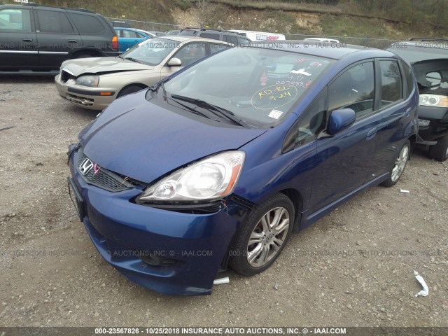 JHMGE8H44AC007988 - 2010 HONDA FIT SPORT BLUE photo 2