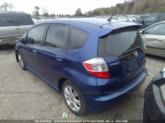 JHMGE8H44AC007988 - 2010 HONDA FIT SPORT BLUE photo 3