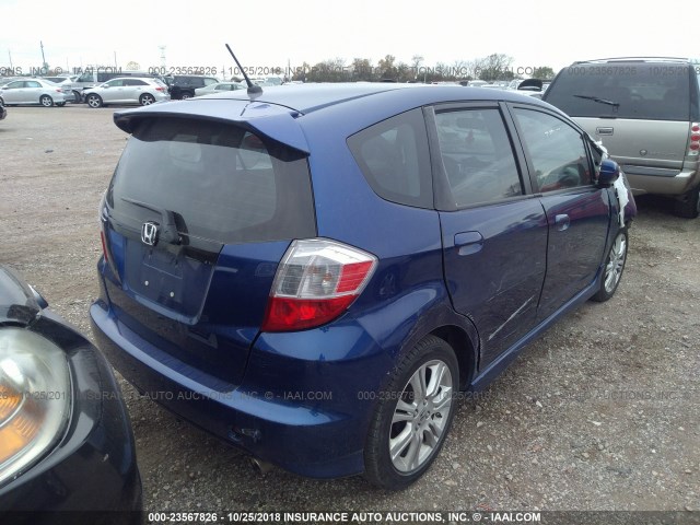 JHMGE8H44AC007988 - 2010 HONDA FIT SPORT BLUE photo 4