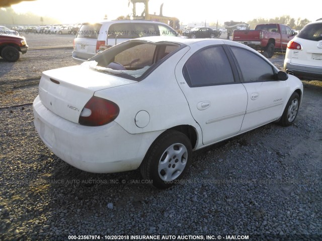 1B3ES46C01D239228 - 2001 DODGE NEON SE/ES WHITE photo 4