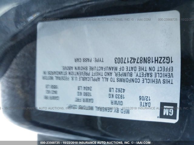 1G2ZH18N874217003 - 2007 PONTIAC G6 GT BLACK photo 9