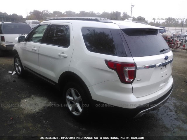 1FM5K8D87GGB03346 - 2016 FORD EXPLORER XLT WHITE photo 3