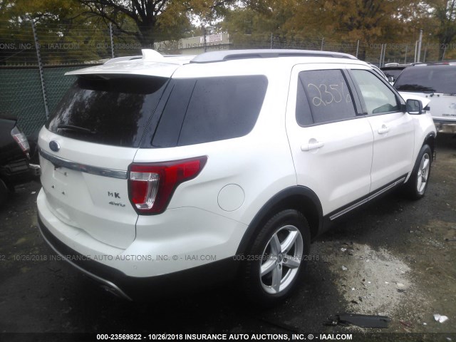 1FM5K8D87GGB03346 - 2016 FORD EXPLORER XLT WHITE photo 4