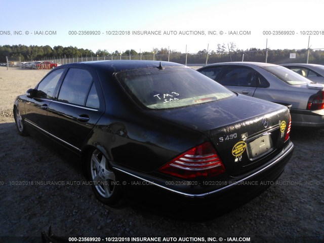 WDBNG70J24A407304 - 2004 MERCEDES-BENZ S 430 BLACK photo 3