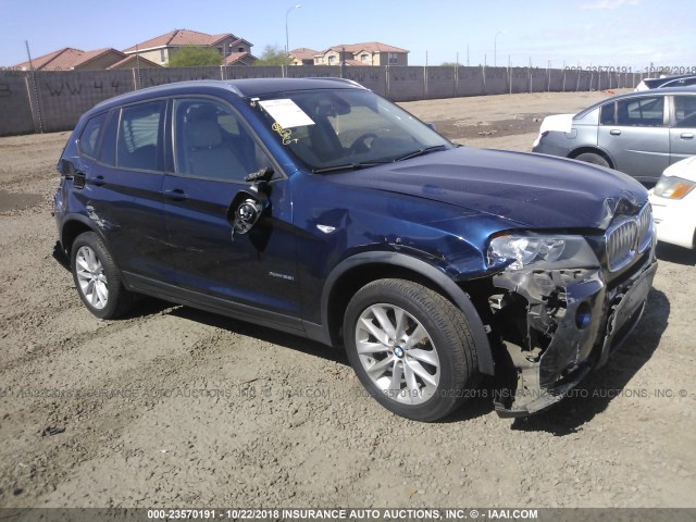 5UXWX9C54D0A20275 - 2013 BMW X3 XDRIVE28I BLUE photo 1