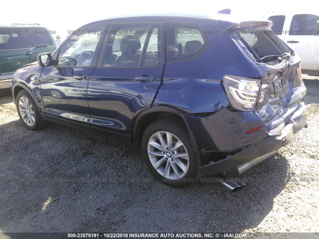 5UXWX9C54D0A20275 - 2013 BMW X3 XDRIVE28I BLUE photo 3