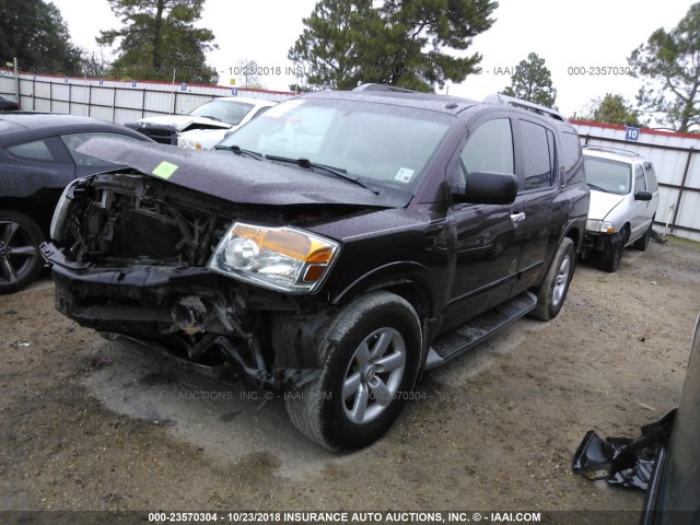 5N1BA0ND3EN602480 - 2014 NISSAN ARMADA SV/SL/PLATINUM MAROON photo 2