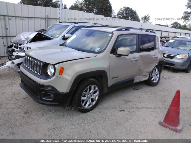 ZACCJABT2FPB87087 - 2015 JEEP RENEGADE LATITUDE TAN photo 2