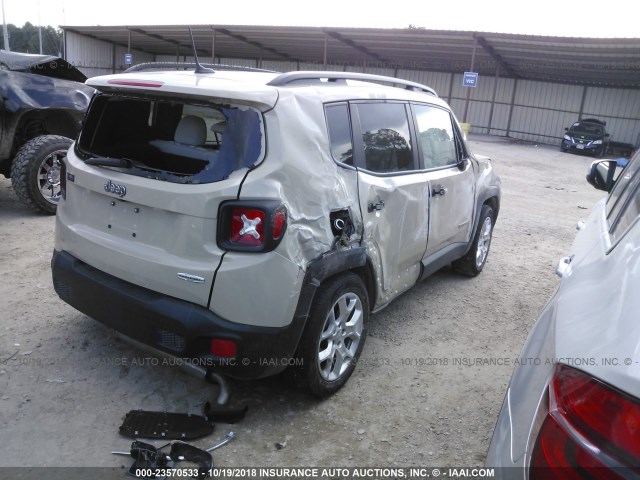 ZACCJABT2FPB87087 - 2015 JEEP RENEGADE LATITUDE TAN photo 4