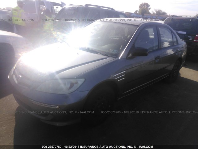 2HGES163X5H600066 - 2005 HONDA CIVIC DX VP SILVER photo 2