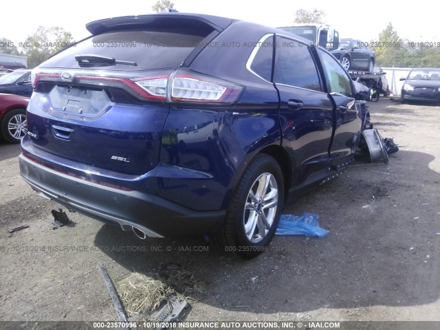 2FMPK3J86GBB48253 - 2016 FORD EDGE SEL BLUE photo 4