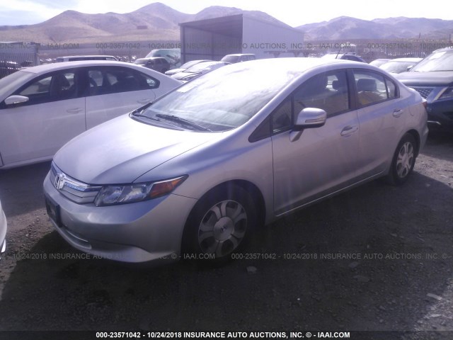 JHMFB4F28CS001490 - 2012 HONDA CIVIC HYBRID SILVER photo 2