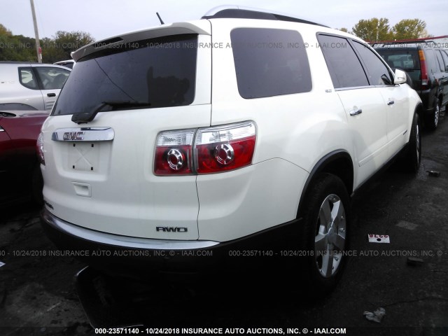 1GKEV23708J262901 - 2008 GMC ACADIA SLT-1 WHITE photo 4