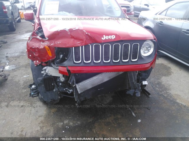 ZACCJABT5GPC48224 - 2016 JEEP RENEGADE LATITUDE RED photo 6