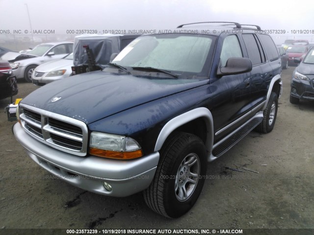 1B4HS58Z62F218311 - 2002 DODGE DURANGO SLT PLUS BLUE photo 2