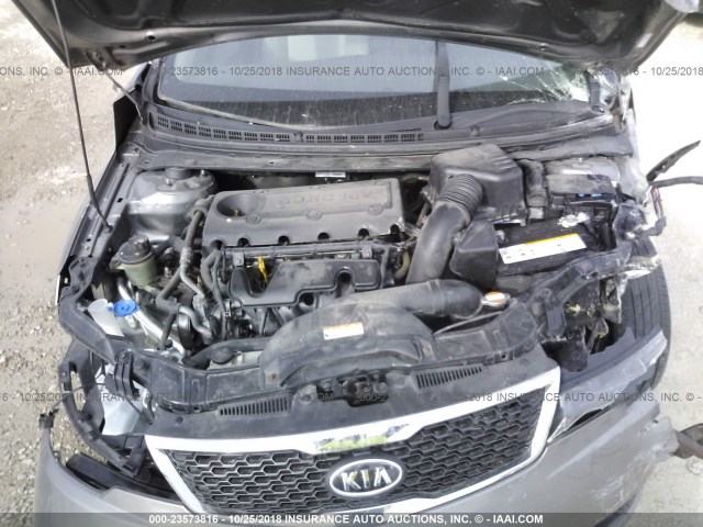 KNAFU4A23C5548374 - 2012 KIA FORTE EX GRAY photo 10