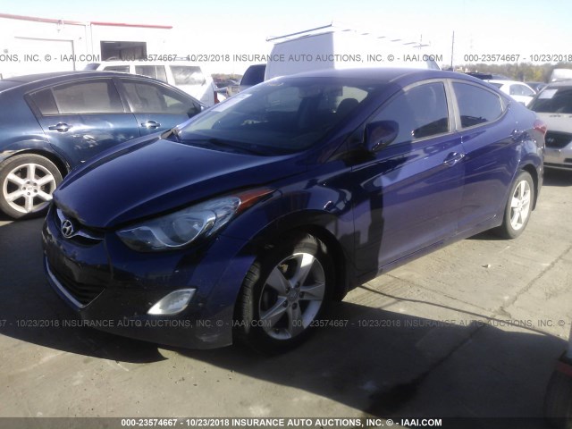 5NPDH4AE7DH276471 - 2013 HYUNDAI ELANTRA GLS/LIMITED BLUE photo 2