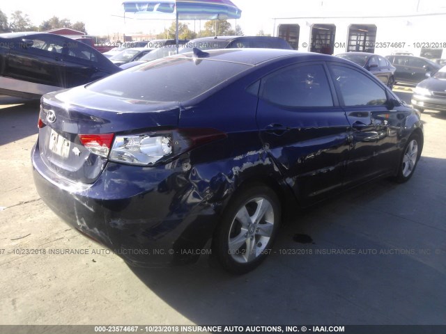 5NPDH4AE7DH276471 - 2013 HYUNDAI ELANTRA GLS/LIMITED BLUE photo 4