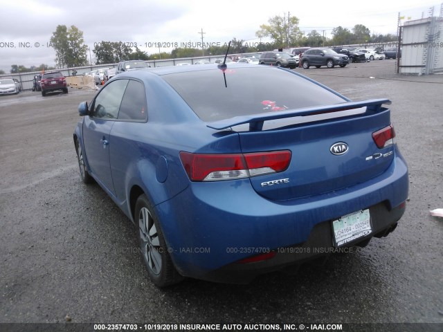 KNAFU6A2XD5739240 - 2013 KIA FORTE EX BLUE photo 3