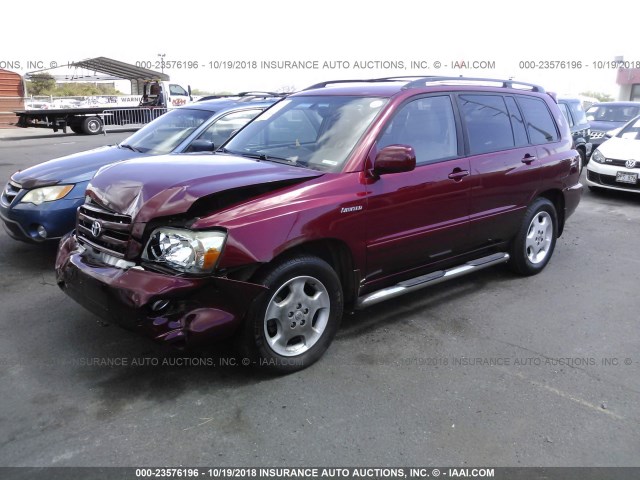 JTEDP21A650046872 - 2005 TOYOTA HIGHLANDER LIMITED RED photo 2