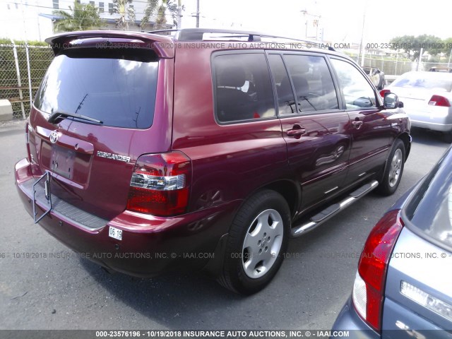 JTEDP21A650046872 - 2005 TOYOTA HIGHLANDER LIMITED RED photo 4