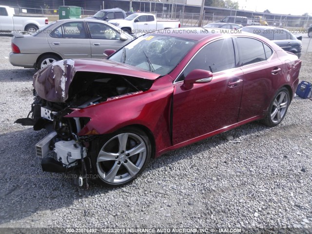 JTHBE5C20C5030092 - 2012 LEXUS IS 350 BURGUNDY photo 2