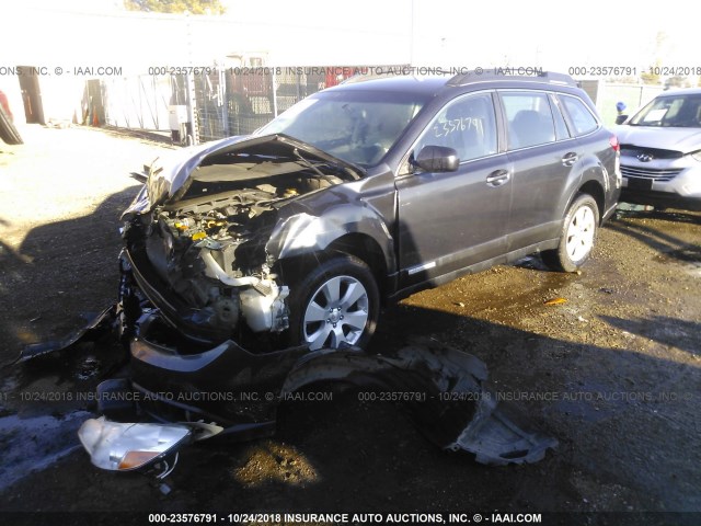 4S4BRBACXC3301277 - 2012 SUBARU OUTBACK 2.5I GRAY photo 2