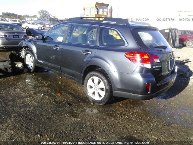 4S4BRBACXC3301277 - 2012 SUBARU OUTBACK 2.5I GRAY photo 3