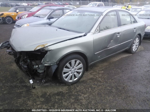 5NPEU46F39H540312 - 2009 HYUNDAI SONATA SE/LIMITED GREEN photo 2