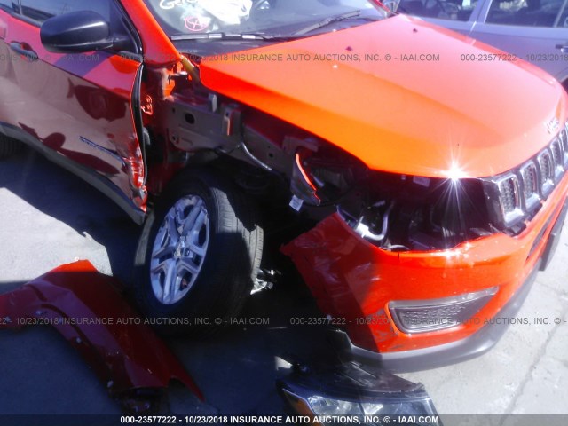 3C4NJCAB5JT186224 - 2018 JEEP COMPASS SPORT ORANGE photo 6