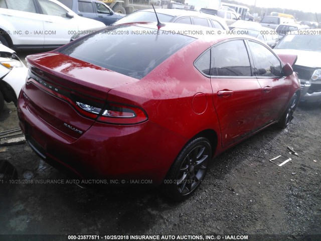 1C3CDFBB0GD564936 - 2016 DODGE DART SXT RED photo 4