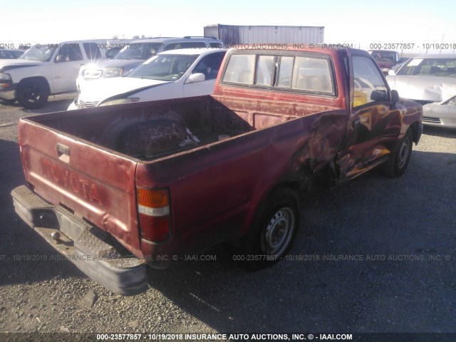 4TARN81A5NZ020810 - 1992 TOYOTA PICKUP 1/2 TON SHORT WHEELBASE STB RED photo 4