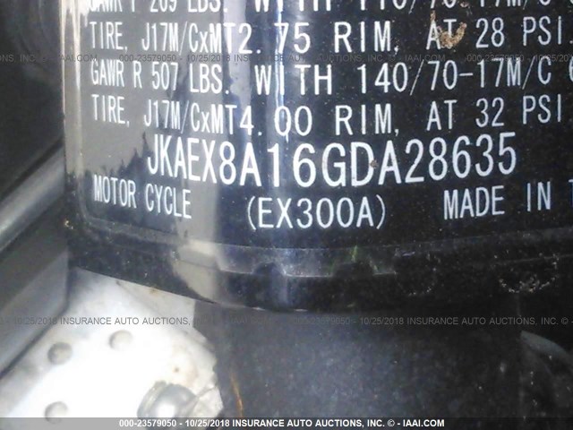 JKAEX8A16GDA28635 - 2016 KAWASAKI EX300 A GRAY photo 10