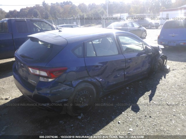 4S3GTAA64J3739404 - 2018 SUBARU IMPREZA BLUE photo 4